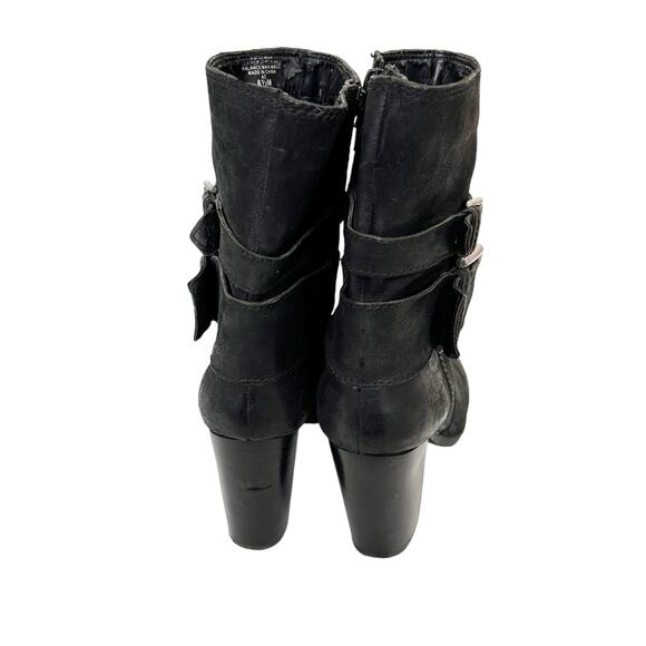 Nine West Black Leather Heeled Buckle Detail Boots Sz 6.5 - Picture 4 of 6